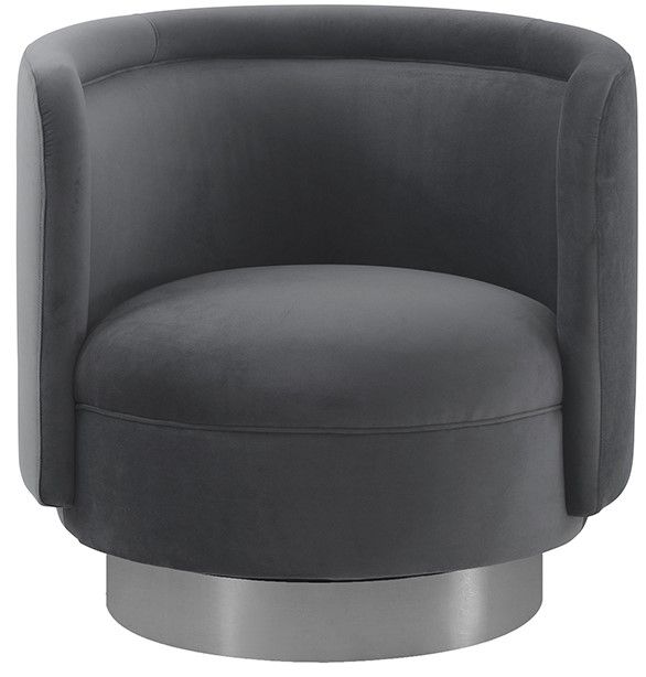 Peony Gray Fabric Upholstered Sofa Accent Chair with Brushed Gold Legs By Armen Living | Accent Chairs | Modishstore - 4