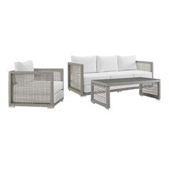 Aura 3 Piece Outdoor Patio Wicker Rattan Set by Modway - EEI-3599 | Outdoor Sofas, Loveseats & Sectionals | Modishstore - 12