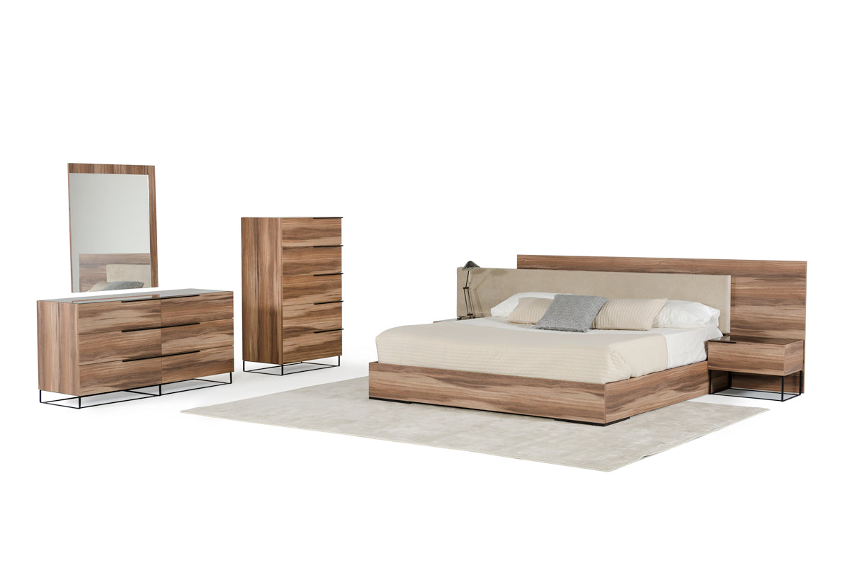Nova Domus Matteo Italian Modern Walnut & Fabric Bedroom Set | Bedroom Sets | Modishstore - 3