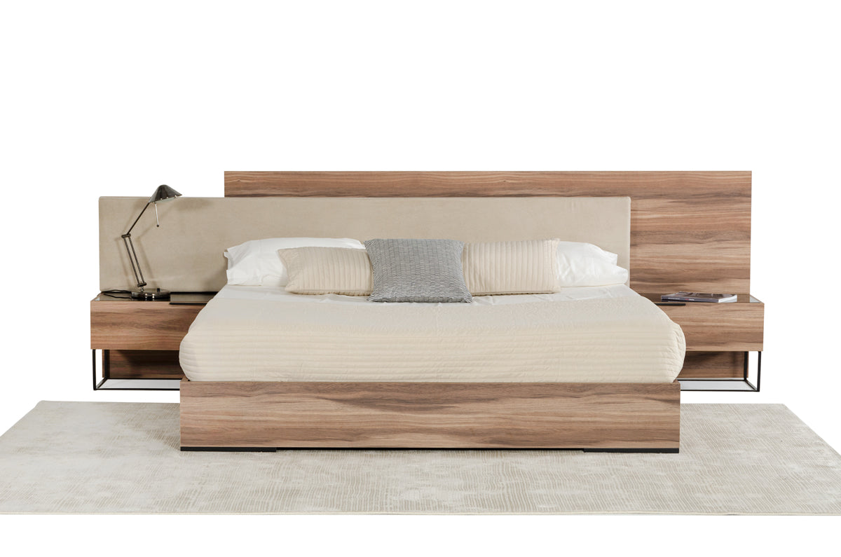 Nova Domus Matteo Italian Modern Walnut & Fabric Bedroom Set | Bedroom Sets | Modishstore - 4