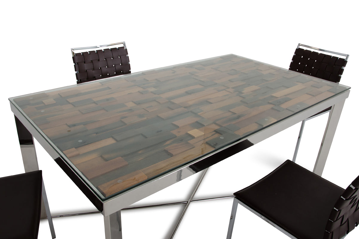 Modrest Santiago Modern Rectangular Wood Mosaic Dining Table-2