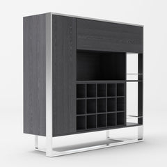 Modrest Fauna - Elm Grey & Stainless Steel Wine Cabinet