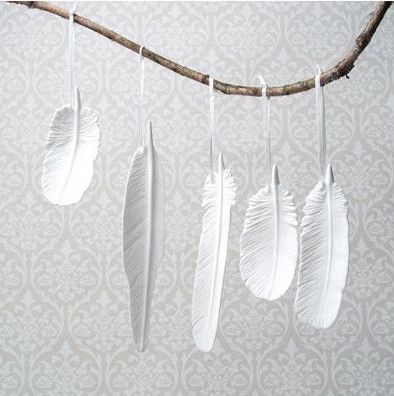 Porcelain Feather Ornaments - Set of 10 | Holiday | Modishstore