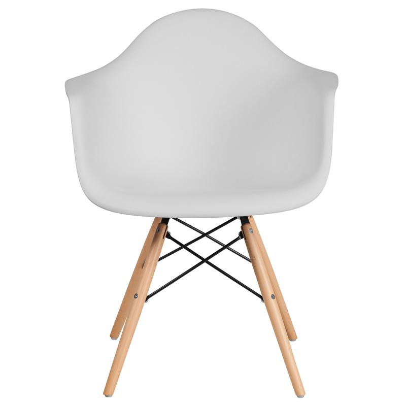 Alonza Series White Plastic Chair With Wooden Legs By Flash Furniture | Side Chairs | Modishstore - 4
