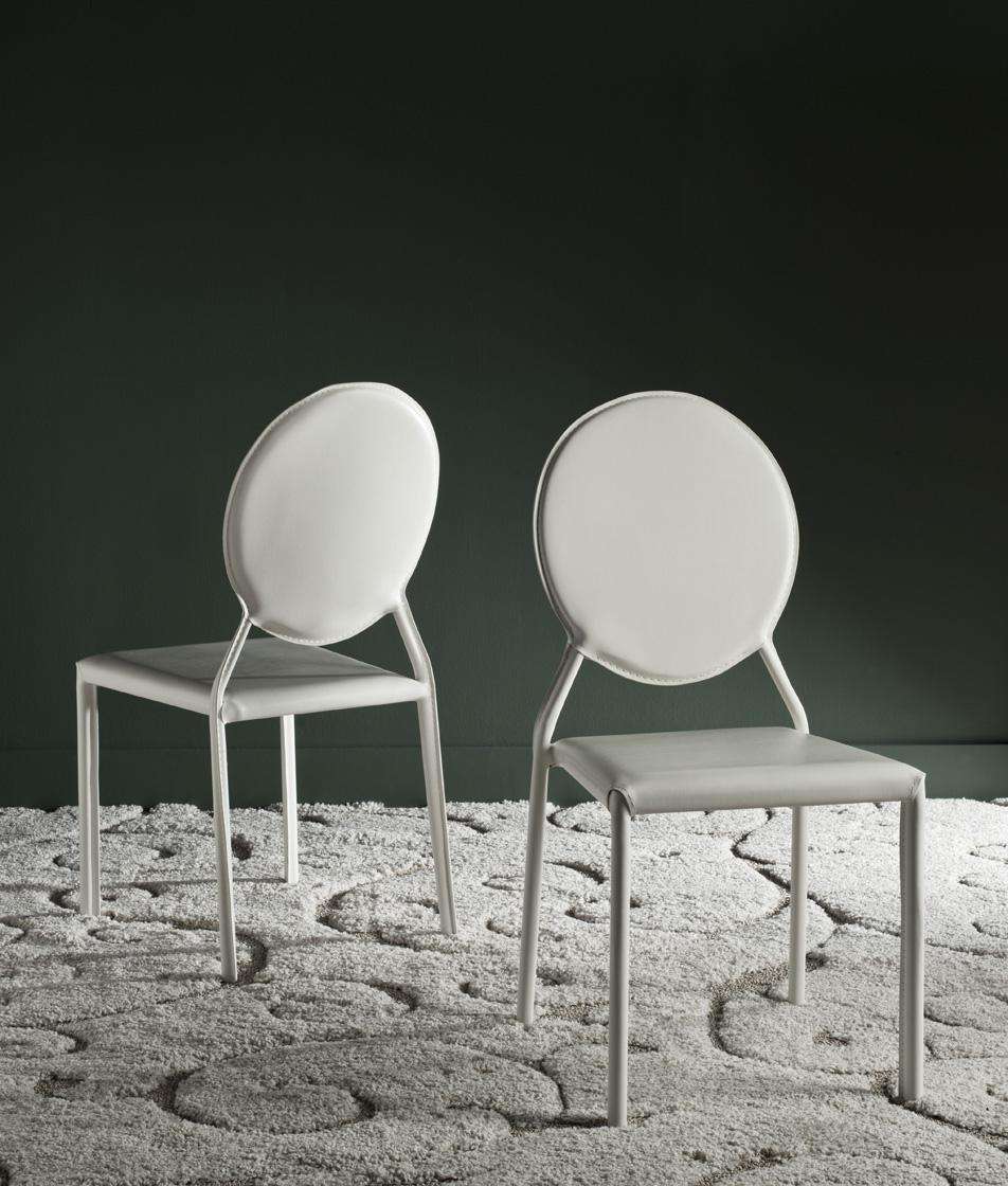 Safavieh Warner 37''H Round Back Leather Side Chair Set Of 2 - White | Dining Chairs | Modishstore - 2