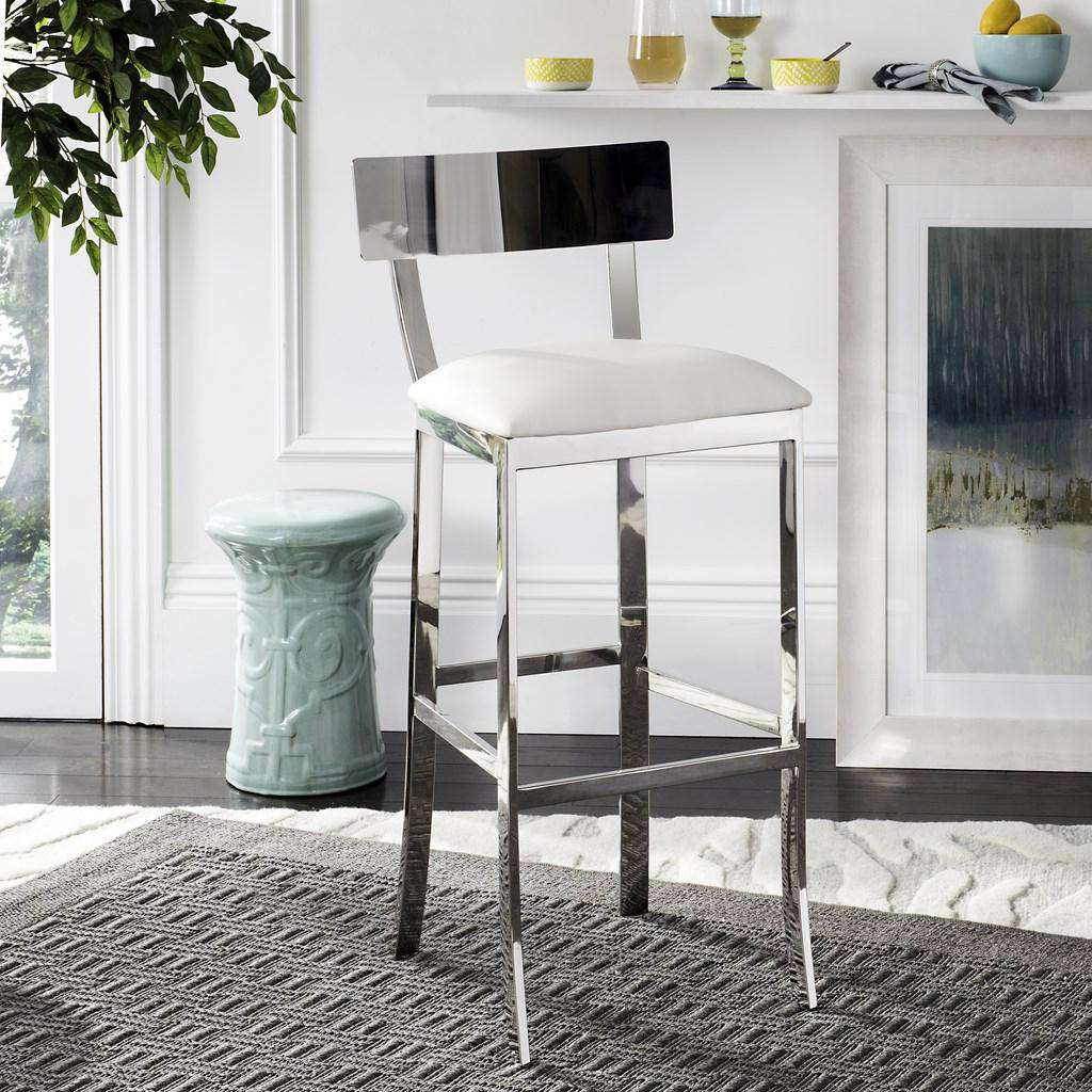 Safavieh Abby 39''H Stainless Steel Bar Stool - Chrome | Bar Stools | Modishstore