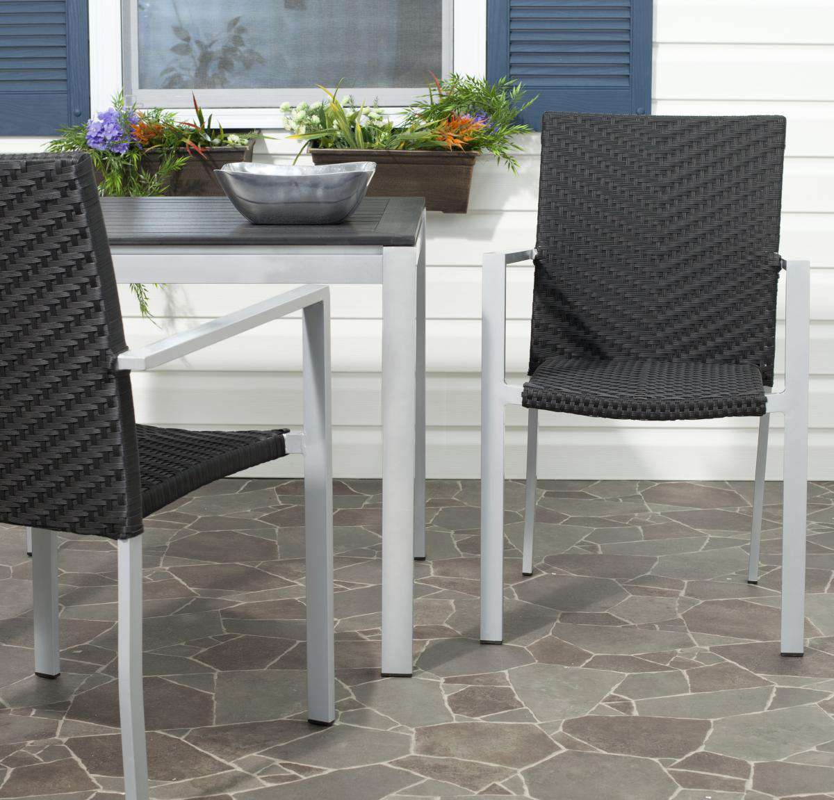 Safavieh Cordova Indoor-Outdoor Stacking Armchair Set Of 2 - Black | Armchairs | Modishstore - 3
