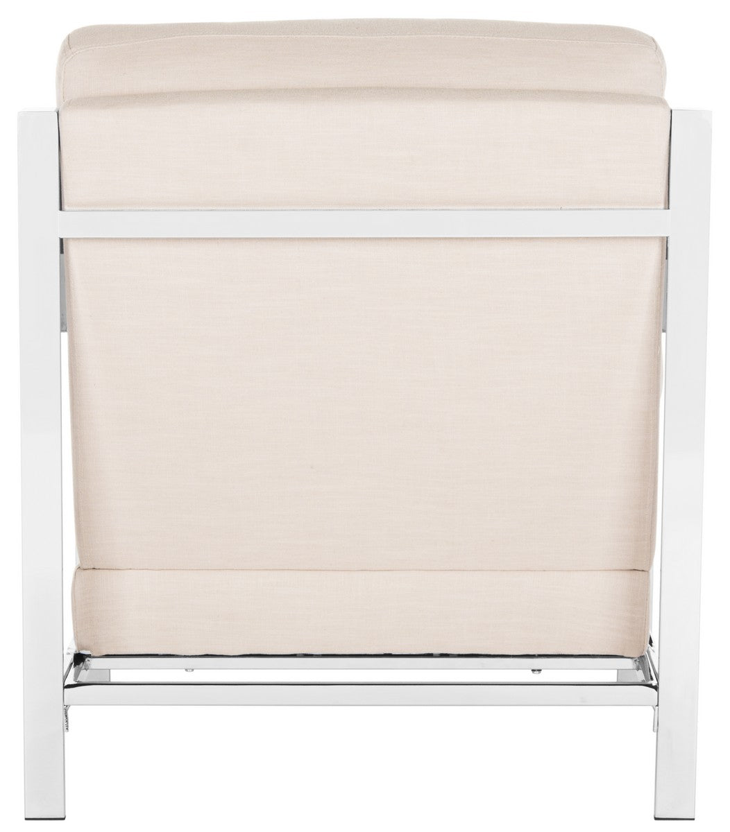 Safavieh Walden Modern Tufted Linen Chrome Accent Chair | Accent Chairs |  Modishstore  - 2