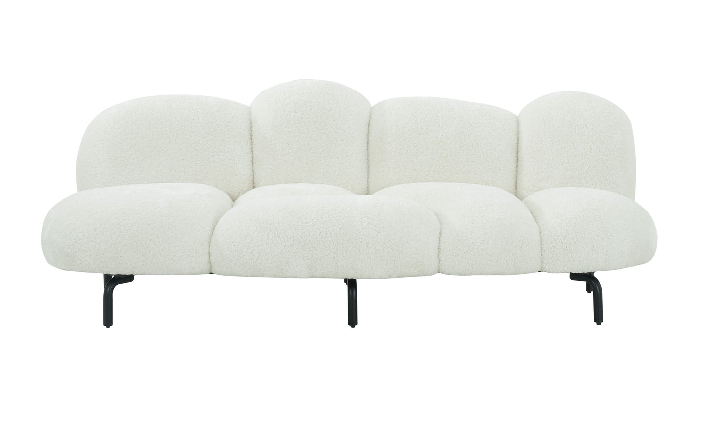 Divani Casa Glaster - Contemporary White Sherpa 88" Bubble Sofa | Sofas | Modishstore - 2