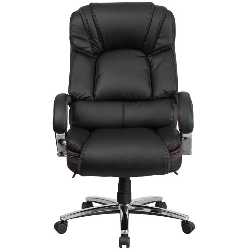 Hercules Series Big & Tall 500 Lb. Rated Black Leathersoft Executive Swivel Ergonomic Office Chair With Chrome Base And Arms By Flash Furniture | Office Chairs | Modishstore - 4