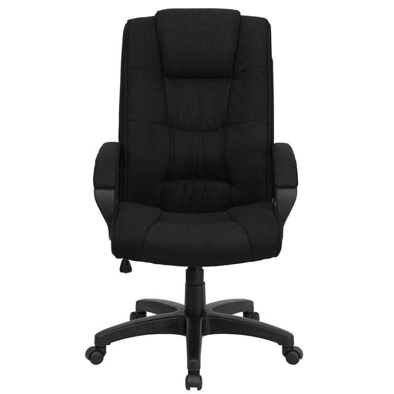 High Back Black Fabric Executive Swivel Office Chair With Arms By Flash Furniture | Office Chairs | Modishstore - 4