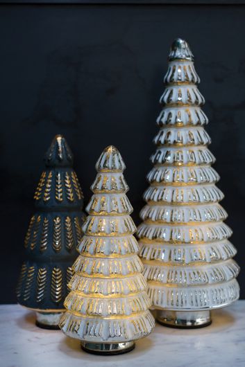 Good Cheer Christmas Tree- White Glass-Set Of 2 By Accent Decor | Tabletop Trees | Modishstore - 4