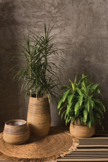 cane planter pots Guild Woven Cane Planter Collection By Accent Decor-3 Shapes - 3 Sizes -  Black - Fibers - 60187 - 60185