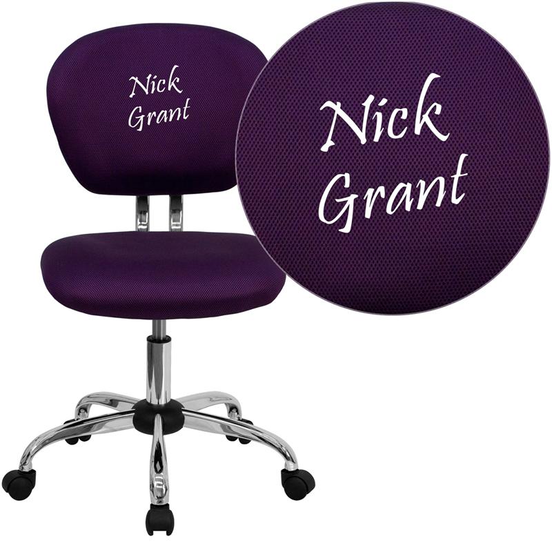 Personalized Mid-Back Purple Mesh Swivel Task Office Chair With Chrome Base By Flash Furniture | Office Chairs | Modishstore - 1