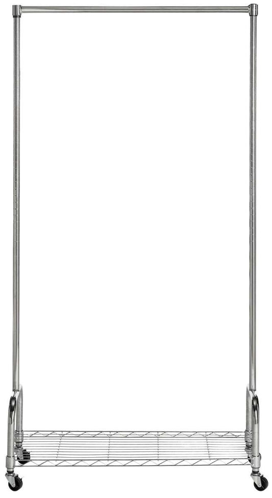 Safavieh Christian Chrome Wire Sngl Rod Clothes Rack (35.4 In. W X 13.8 In. D X 63 In. H) - Chrome | Shelves & Shelving Units | Modishstore