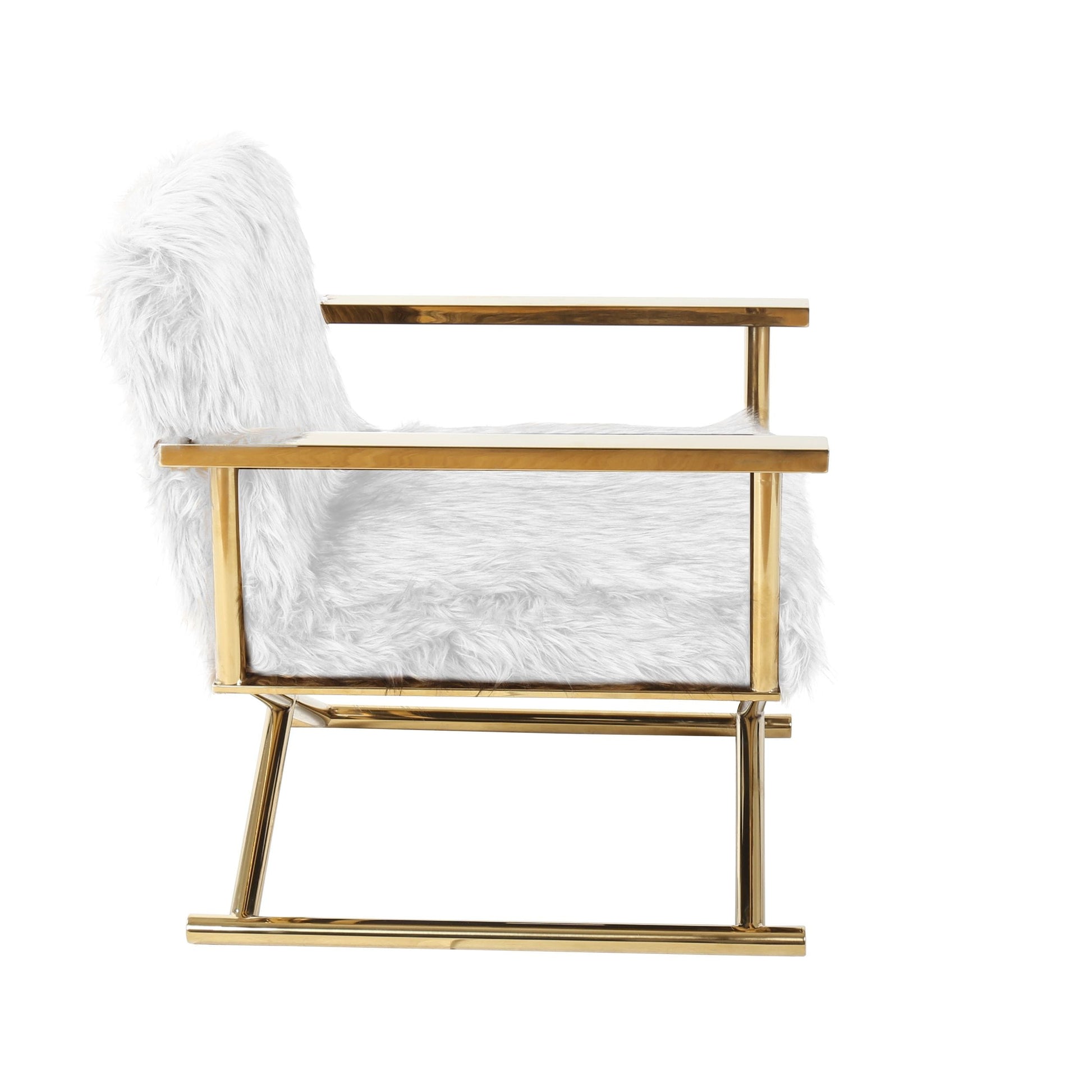 Modrest Haxtun - Modern White Faux Fur Accent Chair-3