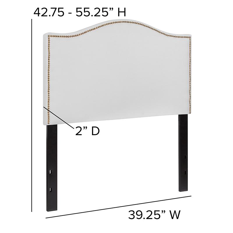 Lexington Upholstered Twin Size Headboard With Accent Nail Trim In White Fabric By Flash Furniture | Headboards | Modishstore - 4