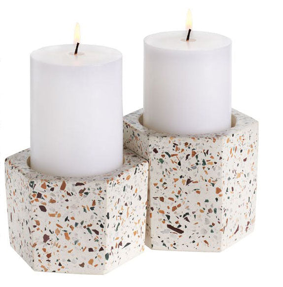 Terrazza Hex Holders-Set/2 by Texture Designideas | Planters, Troughs & Cachepots | Modishstore-6