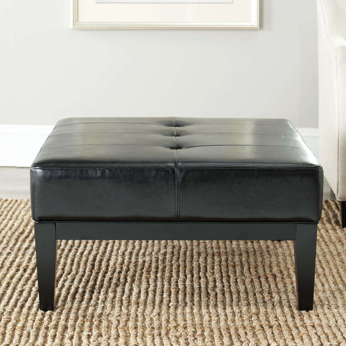 Safavieh Fulton Sq Cocktail Ottoman Small - Black | Ottomans | Modishstore - 3