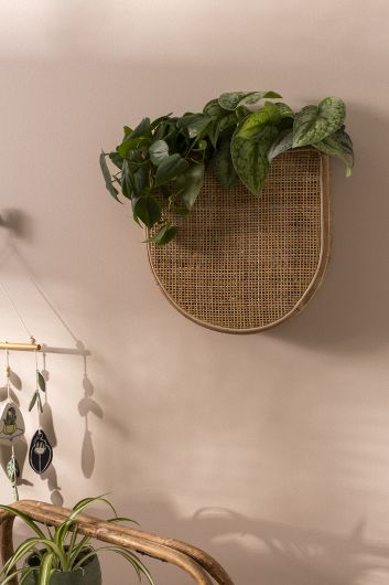 Huxley Woven Cane & Rattan Wall Planter By Accent Decor- 2 Shapes - 2 Sizes  - Natural - Rattan - 34056