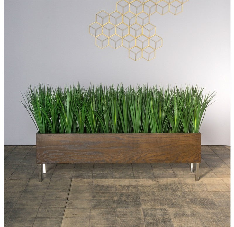 linear succulent planter Grass: Liriope in Linear Planter with Legs - Gold Leaf Design Group