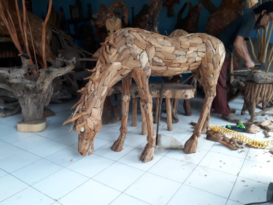 One of a  Kind Teakwood Driftwood Horse -  60"L x 14" W x 43"H