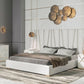 Modrest Nixa Modern White Bonded Leather & Gold Bed | Modishstore | Beds