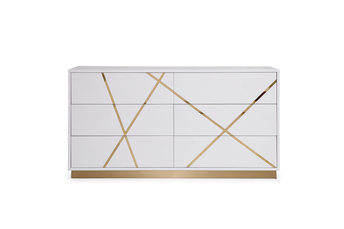 Modrest Nixa  Modern White & Gold Dresser | Modishstore | Dresser