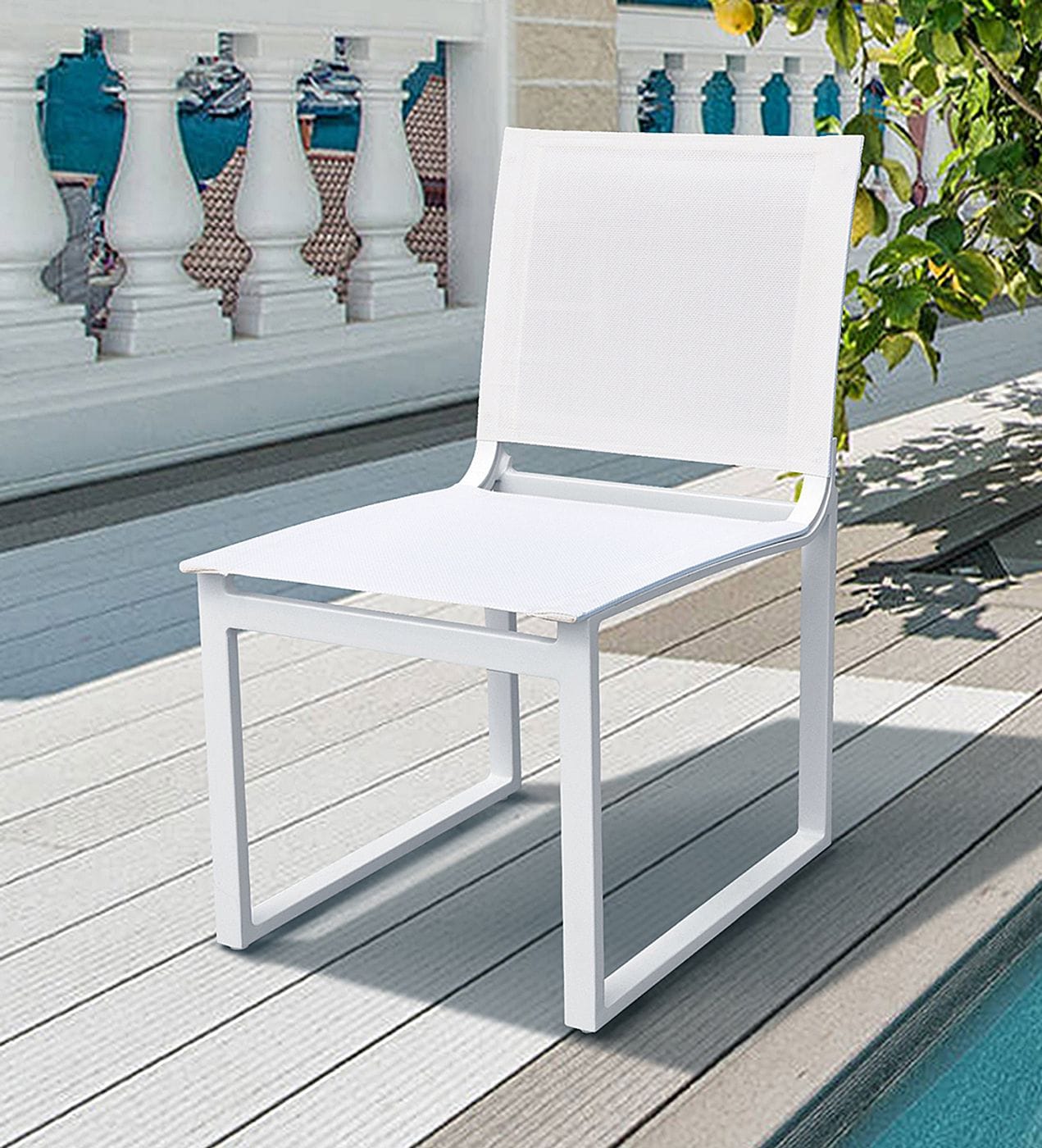 Renava Kayak - Modern Outdoor White Dining Chair (Set of 2) | Modishstore | Outdoor Chairs