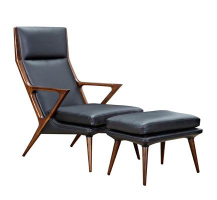Modrest Fulton Modern Black Lounge Chair & Ottoman-2