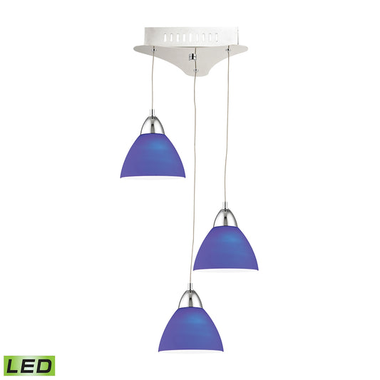 Piatto Triple LED Pendant Complete with Blue Glass Shade and Holder ELK Lighting | Pendant Lamps | Modishstore