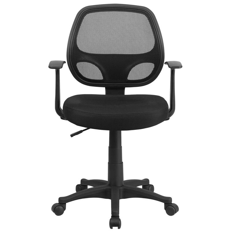 Mid-Back Black Mesh Swivel Ergonomic Task Office Chair With T-Arms - Desk Chair, Bifma Certified By Flash Furniture | Office Chairs | Modishstore - 4