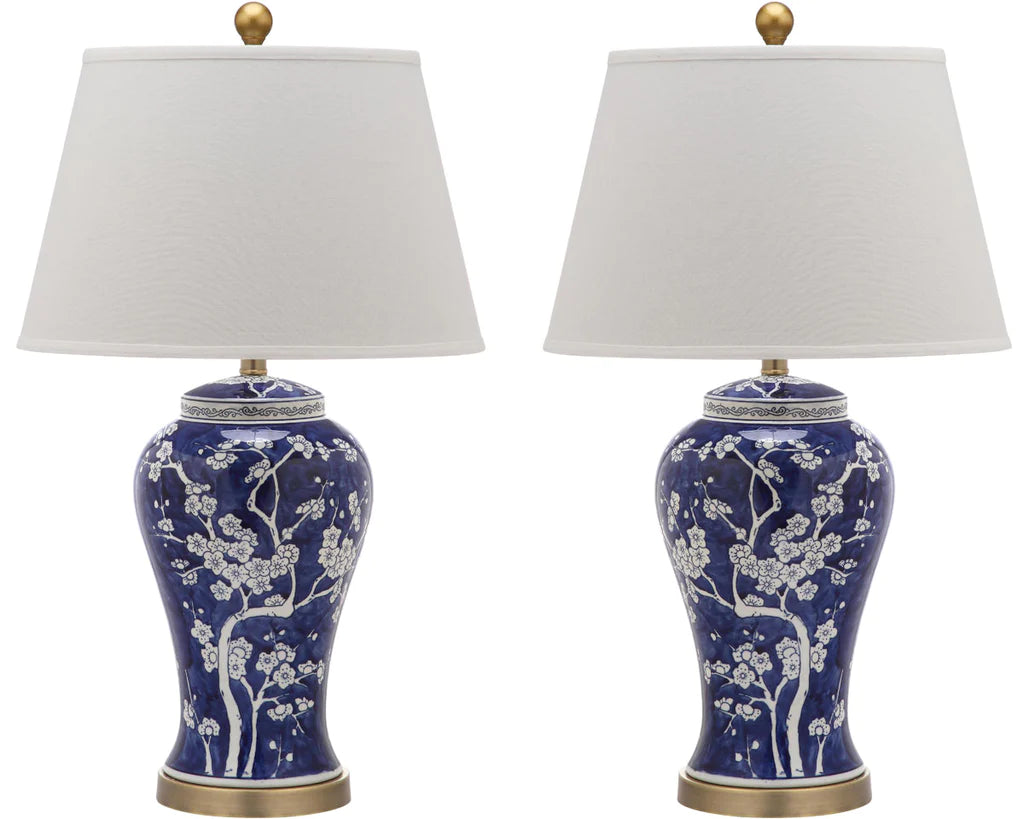 Safavieh Spring 29-Inch H Blossom Table Lamp Set Of 2 - Navy | Table Lamps | Modishstore