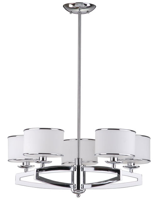 Safavieh Lenora 5 Light Chrome 25 Inch Dia Drum Adjustable Pendant - Chrome | Pendant Lamps | Modishstore - 3