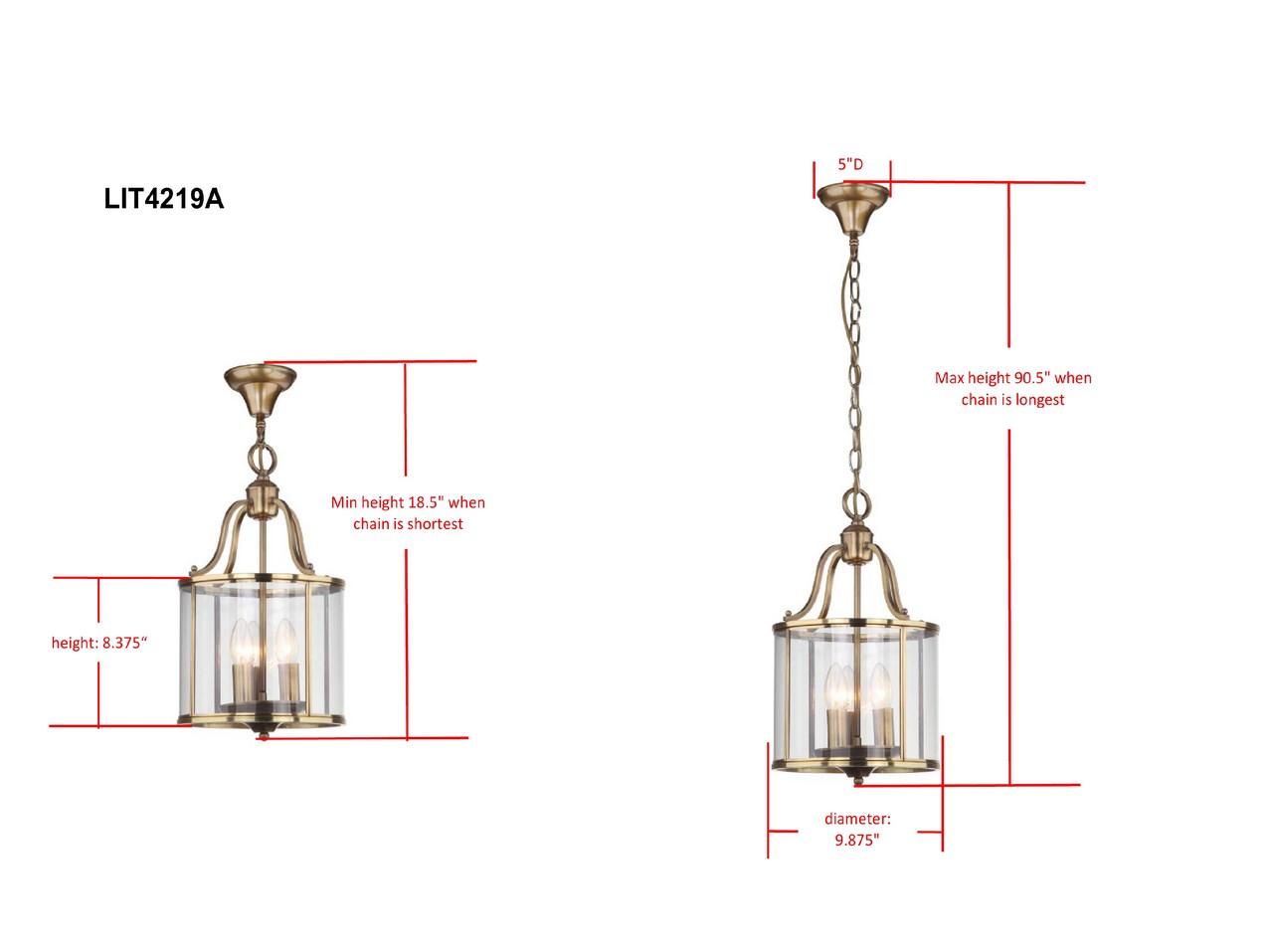 Safavieh Sutton Place 3 Light Brass 10-Inch Dia Pendant - Brass | Pendant Lamps | Modishstore - 2