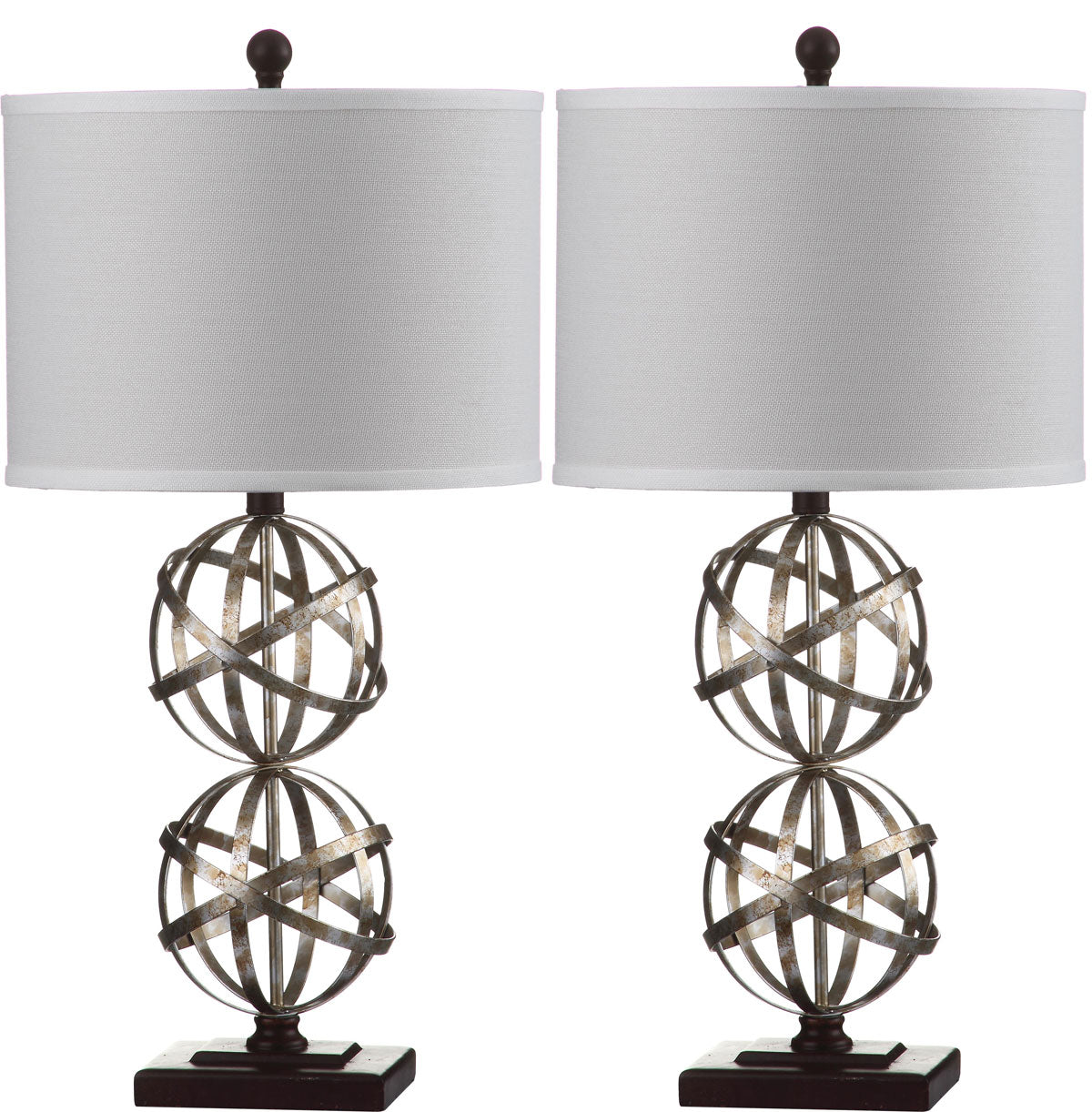 Safavieh Haley 28-Inch H Double Spher Table Lamp Set Of 2 - Antique Silver | Table Lamps | Modishstore - 2