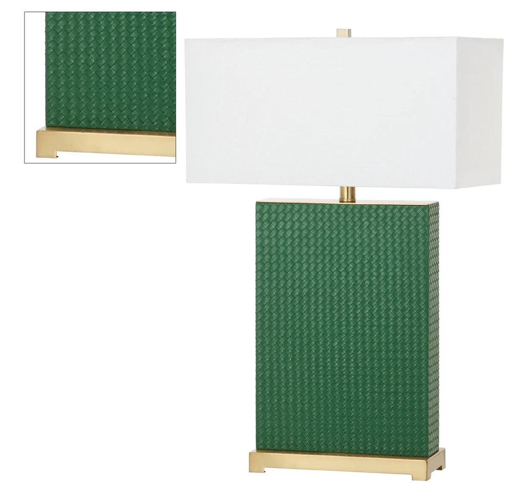 Safavieh Joyce 27.75-Inch H Faux Woven Leather Table Lamp Set Of 2 - Dark Green | Table Lamps | Modishstore - 3