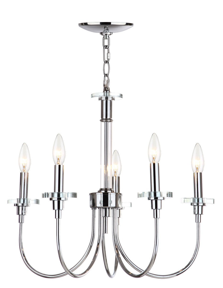 Safavieh Sharon 5 Light Chrome 21-Inch Dia Adjustable Chandelier - Chrome | Chandeliers | Modishstore - 3