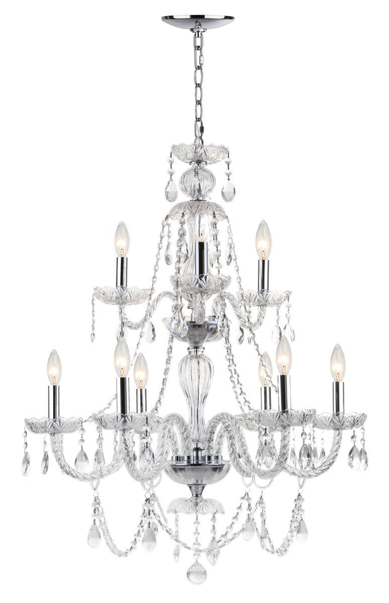 Safavieh Aura 9 Light 26-Inchdia Adjustable Beaded Chandelier - Chrome | Chandeliers | Modishstore - 3