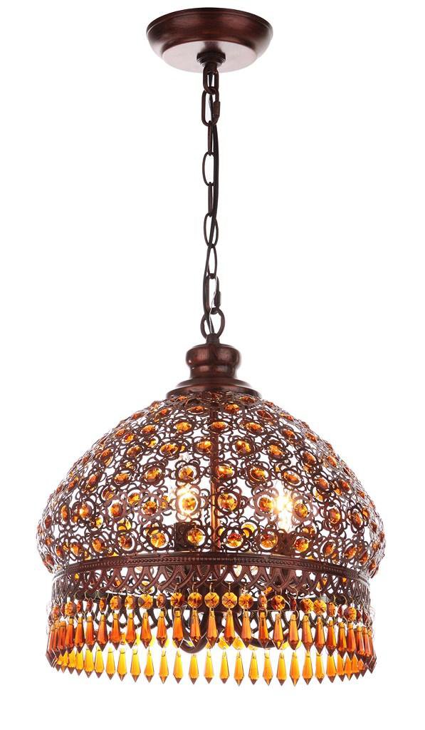 Safavieh Sultan Jeweled 3 Light Bronze 13.5-Inch Dia Pendant - Dark Bronze | Pendant Lamps | Modishstore - 3