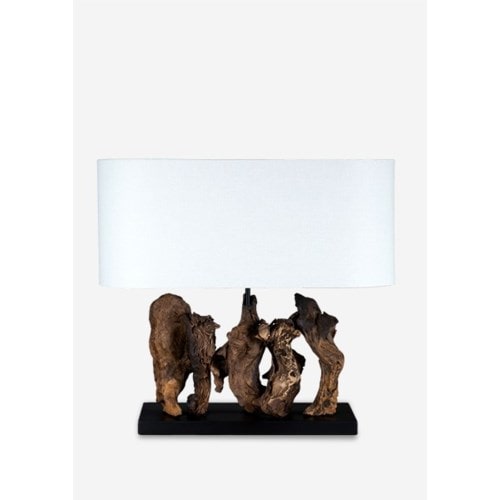 20"H Earth Driftwood Linen Table Lamp with Oval Shade by Jeffan | Table Lamps | Modishstore - 5