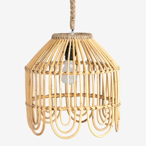 Maris Rattan Scalloped Edge Pendant, Natural by Jeffan | Pendant Lamps | Modishstore