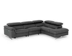 Divani Casa Maine - Modern Grey Eco-Leather Sofa with Electric Recliner
