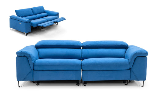 Divani Casa Maine - Modern Royal Blue Fabric Sofa w/ Electric Recliners | Modishstore | Sofas