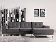 Divani Casa Forli Modern Grey Fabric Sectional Sofa w/ Right Facing Chaise