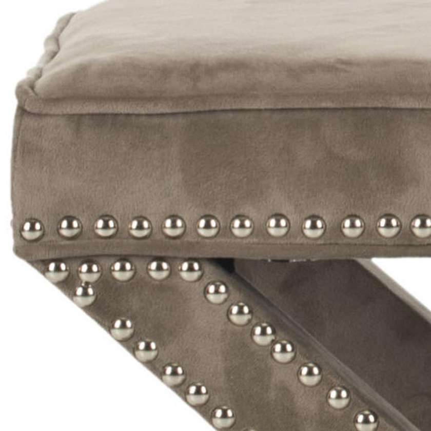 Safavieh Palmer Ottoman - Silver Nail Heads | Ottomans | Modishstore - 4