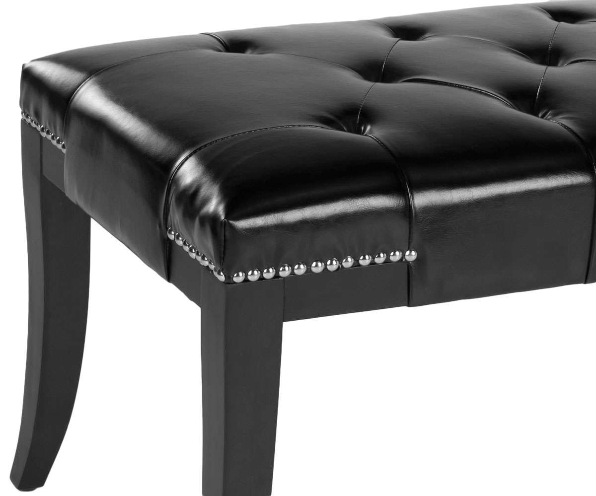 Safavieh Gibbons Bench - Silver Nail Heads - Black | Benches | Modishstore - 3