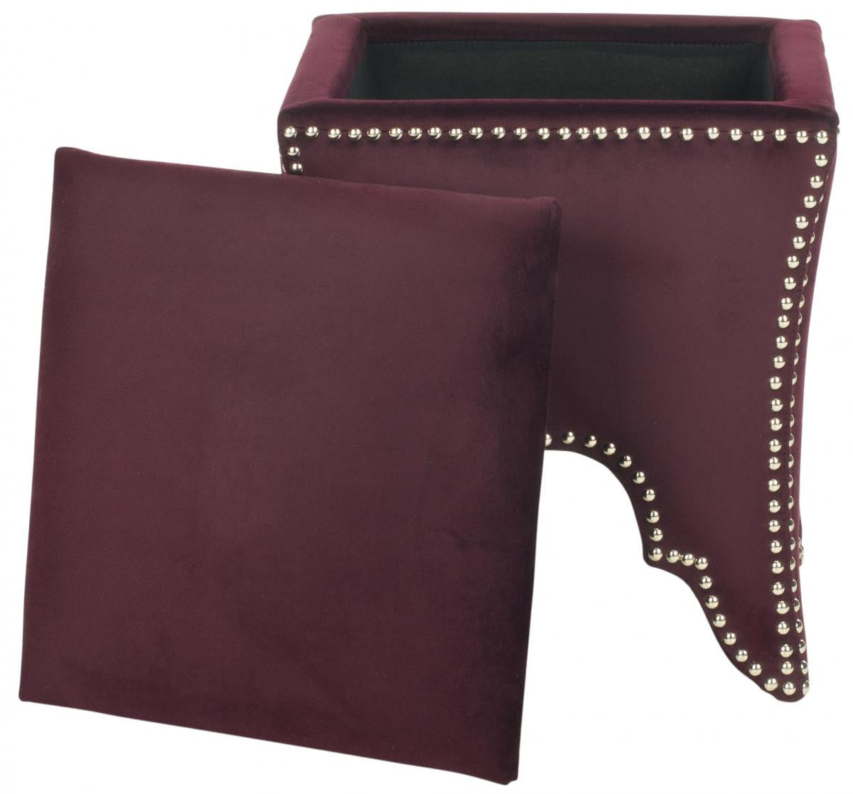 Safavieh Deidra Ottoman - Silver Nail Heads | Ottomans | Modishstore - 39