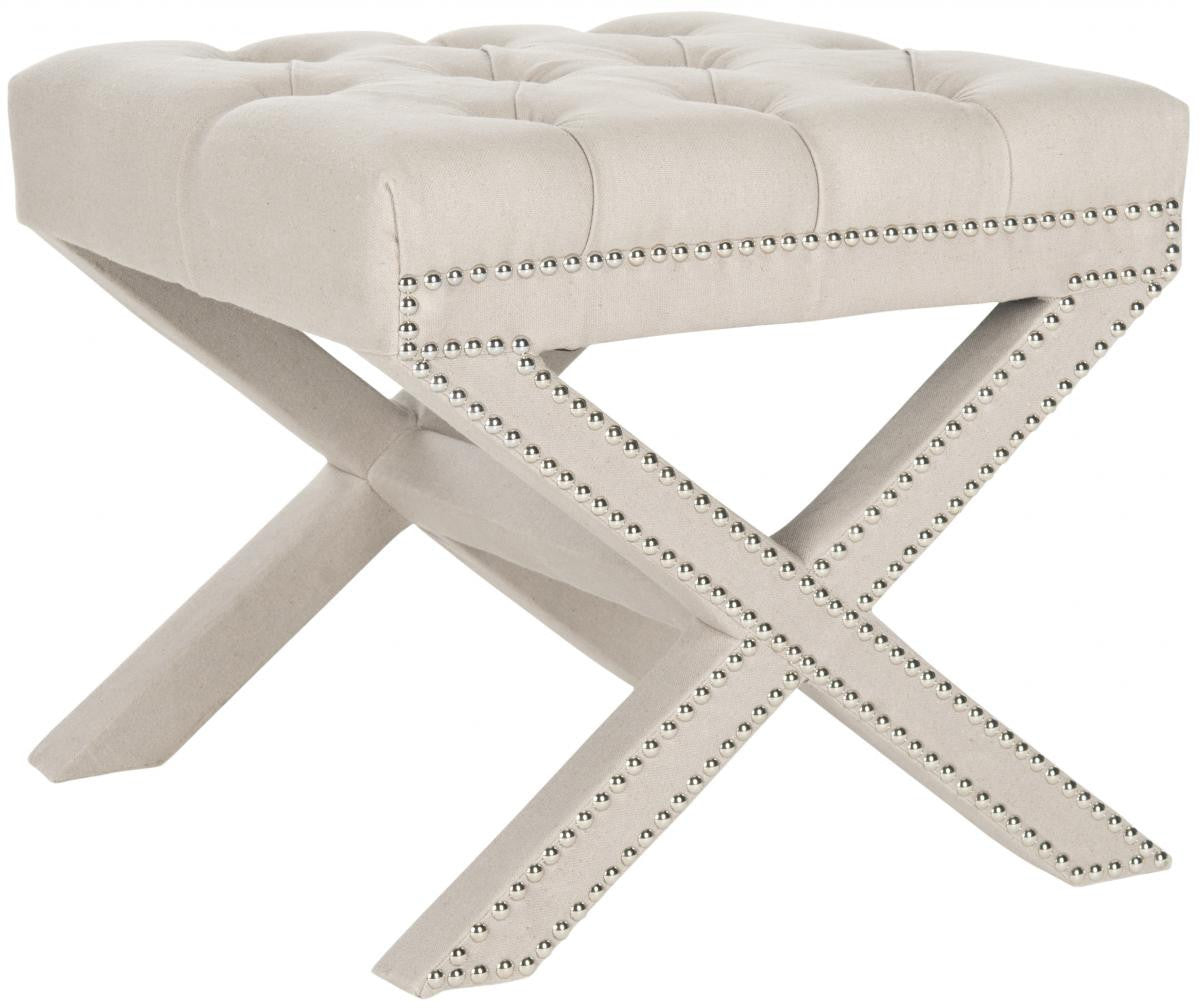 Safavieh Patrice Ottoman - Silver Nail Heads | Ottomans | Modishstore - 3