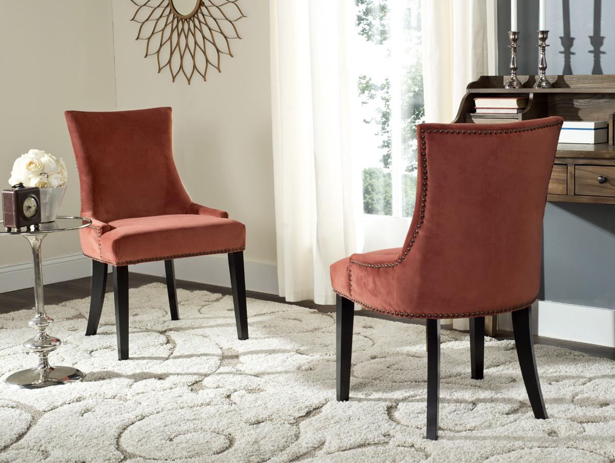 Safavieh Lester 19''H Dining Chair (Set Of 2) - Brass Nail Heads | Dining Chairs | Modishstore - 1